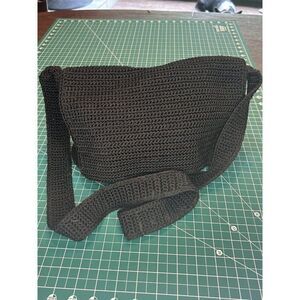 The Sak Black Crochet Shoulder Bag With Long Adjustable Strap
